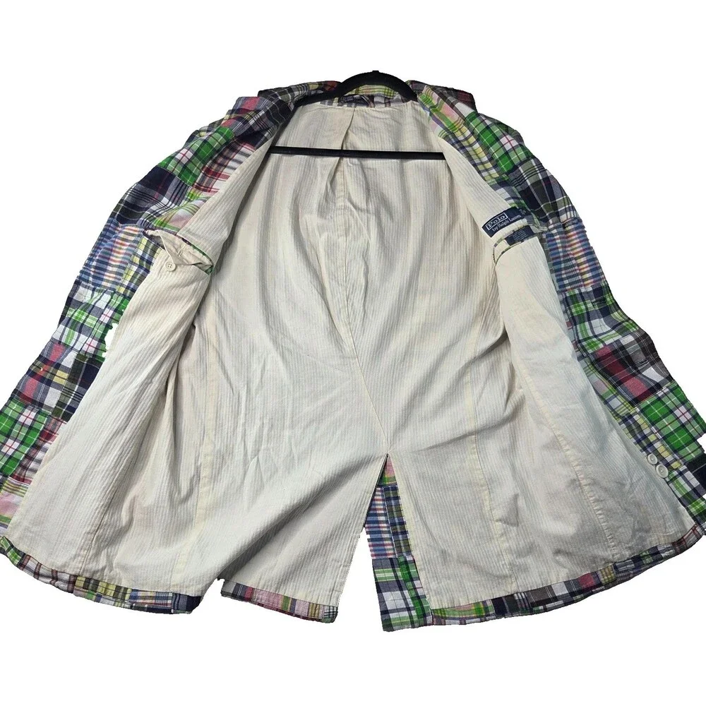 Polo Ralph Lauren Madras Patchwork  Sport Coat Blazer Men's Size S